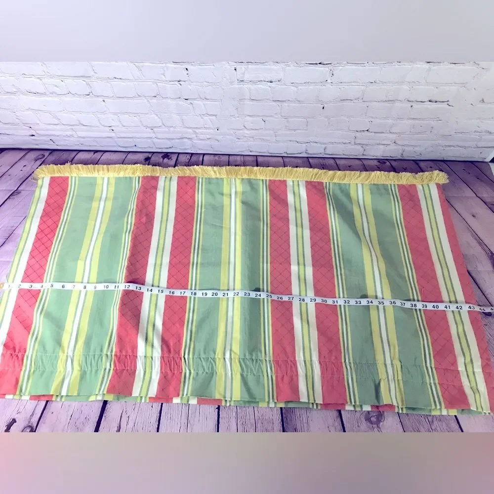 Custom Tailored Grandmillenial Valance Pink Green Gold Fringe Trim Size 24